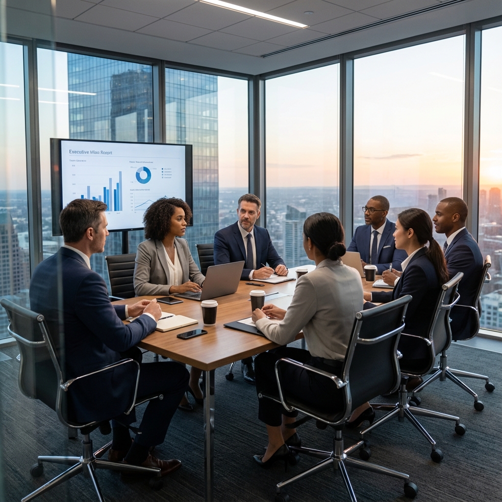 employees in a meeting
