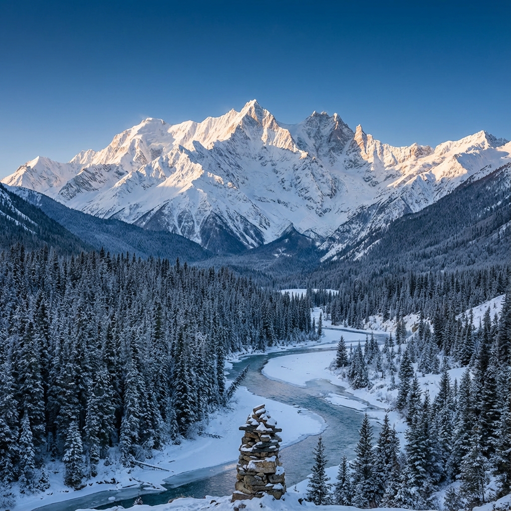 Snowy mountains to illustrate investment management and funds